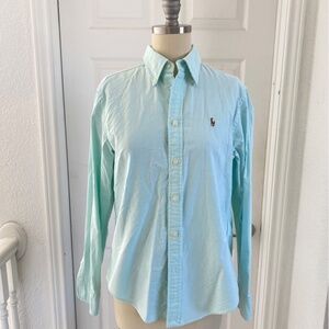 Polo Ralph Lauren Women's Classic Fit Long-Sleeve Oxford Shirt in Turquoise